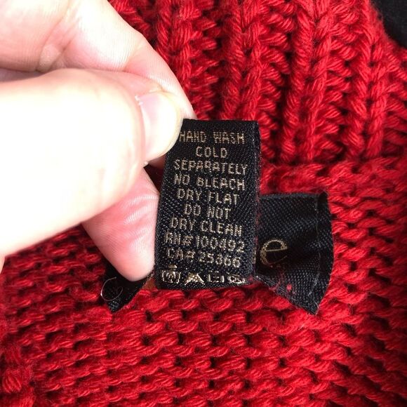 Pure Handknit Red Sweater Large Silver Medallion Button Details Size Small - Picture 5 of 6